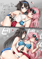 ! !! 1futa 1girls adapted_costume alternate_costume asymmetrical_docking bar_censor big_penis bikini black_hair blue_eyes breast_press breasts censored clothed clothing commission cum duo ejaculation erection eyewear_on_head female flower futa_on_female futa_with_female futanari girls'_frontline hair_flaps hair_flower hair_ornament hairband handjob heart highres human large_breasts light-skinned_futanari long_hair minase_(takaoka_nanase) mod3_(girls'_frontline) mole mostly_nude multiple_girls musical_note ntw-20_(girls_frontline) official_alternate_costume on_back one-piece_swimsuit orgasm pale_skin partially_clothed penis pink_hair purple_eyes simple_background skeb_commission super_sass_(girls'_frontline) swimsuit takaoka_nanase very_long_hair