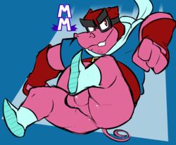 anthro anus ass balls belly boots bottomless clothed clothing footwear genitals hi_res hippopotamid male male_only mammal mask murray_hippopotamus overweight overweight_anthro overweight_male perineum pink_body sly_cooper_(series) smooth_fur solo sony_corporation sony_interactive_entertainment sucker_punch_productions torquewintress video_games