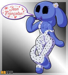 1boy alien anthro blue_fur bulge bunny_maloney clothing flower hentai_boy jean-francois lipstick makeup male male_only nip_slip nipple_slip penis testicles trap