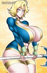 big_breasts blonde_hair blue_eyes breasts genderswap_(mtf) looking_at_viewer poseidon poseidon_(shuumatsu_no_valkyrie) rockie_art rule_63 short_hair shuumatsu_no_valkyrie solo solo_female solo_focus tagme thick_ass thick_legs thick_thighs