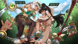 2girls ballbusting big_breasts blush cbt cock_and_ball_torture dark_hair female femdom footjob green_eyes kill/death/assist laughing league_of_legends multiple_girls nidalee qiyana_yunalai riot_games sett tagme teemo tukutuki white_hair yellow_eyes