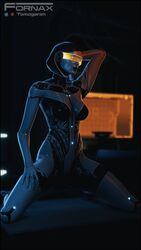 1girls 3d android barbie_doll_anatomy breasts edi female hand_behind_head kneeling mass_effect orange-tinted_eyewear pinup robot robot_girl solo tinted_eyewear tomoganim visor