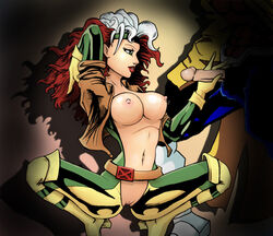 1boy 1girls anna_marie breasts dangergirlfan erection female gambit hairless_pussy imminent_fellatio male male/female marvel marvel_comics partially_clothed penis pussy rogue_(x-men) straight x-men