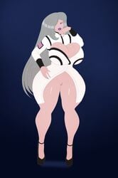 1girls annon bimbo breasts cleavage dr._karin_chakwas exposed_pussy grey_hair high_heels huge_breasts labcoat lipstick long_fingernails long_hair looking_at_viewer makeup mass_effect mature_female no_panties pussy solo thick_thighs very_long_hair voluptuous wide_hips