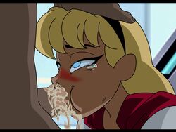 1boy 1girls blonde_hair blue_eyes blush cheek_bulge clothed_female_nude_male clothing cum cum_in_mouth cum_in_throat cum_out_nose cum_overflow dc dc_comics dcau deepthroat faceless_male female female_focus gag gagging hairband hand_on_another's_head hentainador kara_zor-el male oral penis rough_oral solo_focus straight supergirl supergirl_(dcau) superman:_the_animated_series superman_(series) tears