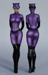 1girls 3d 3d_(artwork) ass back_view batman_(series) belt black_belt black_boots black_gloves black_hair black_heels black_high_heels black_thighhighs blue_eyes blush bodysuit boots busty catwoman cowl curvaceous curvy dat_ass dc dc_comics eyeshadow female female_only from_behind front_view gloves heels high_heel_boots holding_whip human large_breasts long_hair mask pink_lips pinup purple_bodysuit purple_cowl purple_mask signature solo standing supervillain thick_ass thigh_boots thighhighs thighs tiangtam voluptuous walking