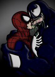 arms_held arms_pinned bodysuit chest_to_chest depraved4yaoi drooling held_arms male male_only malesub marvel smooth_skin spider-man spider-man_(series) tongue tongue_in_mouth tongue_out touching_chest venom_(marvel)