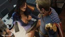 1boy 1girls 2025 3d areolae ass big_ass breasts_out claudia_doumit clitoral_hood clitoris detailed_background duo female female_penetrated going_commando high_heels homelander indoors labia labia_majora labia_minora male medium_breasts nipples no_panties no_panties_under_skirt nopan one_breast_out pleasure_face prototype_(artist) pussy sex straight straight_sex suit_jacket the_boys vaginal_penetration vaginal_sex victoria_neuman