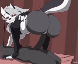 animated big_ass big_butt black_fur bouncing_ass bouncing_breasts cowgirl_position domination fox fox_girl fox_tail furry furry_female furry_only gray_fur helluva_boss loona_(helluva_boss) penetration penis psydevil pussy red_eyes sound sound_edit sound_effects spudds_ tagme video