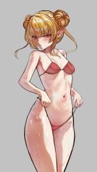blonde_hair elf_ears elf_female elf_girl female_focus front_view hag light_skinlight_skinned_female long_hair necromancer pointy_ears red_eyes red_hair ruby_runeheart small_breasts solo solo_focus swimsuit two_tone_hairchromashift vtuber vtuber_fanart1girls witch youngelf