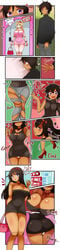 1boy ass_expansion bimbo bimbofication breast_expansion brown_hair comic corivas doll female_focus gender_transformation genderswap_(mtf) hair_growth rule_63 solo transformation vae_c