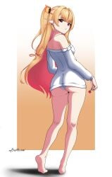 blonde_hair elf_ears elf_female elf_girl female_focus front_view hag light_skinlight_skinned_female long_hair necromancer panties pointy_ears red_eyes red_hair ruby_runeheart small_breasts solo solo_focus sweater two_tone_hairchromashift vtuber vtuber_fanart1girls witch youngelf