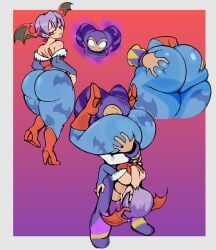 69_position absurd_res anthro ass big_butt butt_grab capcom clothing crossover darkstalkers demon duo fellatio female footwear hair hand_on_butt heart_symbol hi_res high_heels humanoid intersex intersex/female jascoe-sauce lilith_aensland male male/female nightmaren nights nights_(nights_into_dreams) nights_into_dreams oral penile purple_hair red_eyes sega sex shoes standing standing_69_position standing_sex succubus wings