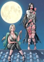beautiful bleach bondage dominant dominant_female domination feet feet_fetish gag humiliated humiliation humiliation_fetish mouth_hold naruto panties seal shut_up sitting smiling sock_fetish socks submissive submissive_female torn_clothes tsunade unohana_retsu