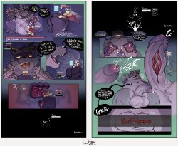 anthro ass balls big_balls big_penis bodily_fluids boss_fight breasts canid canine canis charles_(bunjirou) clothed clothing cock_vore comic cum cumshot dark_souls dex_(bunjirou) dialogue digital_media_(artwork) duo ejaculation english_text erection extreme_size_difference foreskin fromsoftware fur gameplay_mechanics genital_fluids genitals grey_body gui hair hat headgear headwear health_bar helmethot_breath hi_res humanoid_genitalia humanoid_penis loading_screen male male/male male_penetrated male_penetrating male_penetrating_male mammal melee_weapon micro mouse murid murine nipples nude open_mouth overweight overweight_male penetration penile penis procyonid raccoon rodent sex simple_background size_difference smile soft-locked speech_bubble steamy_breath tail teeth text tongue vore weapon white_body wyth