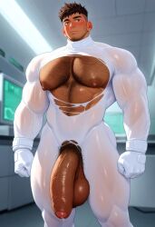 ai_generated ass bad_boy bara bara_tiddies big_chest chest gay handsome muscular_male para pettyboi yaoi