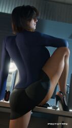 1girls 2025 3d alternate_version_available ass big_ass breasts claudia_doumit detailed_background female female_only going_commando high_heels image_set indoors leg_up medium_breasts no_panties no_panties_under_skirt nopan prototype_(artist) rear_view solo suit_jacket the_boys victoria_neuman