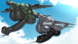 2futas aeromorph aircraft anthro betty_(kooncds) canine_penis cum cumshot flying futa_only futanari high_heels horsecock huge_balls huge_breasts huge_cock hyper hyper_balls hyper_penis living_aircraft living_machine lyra_(mysmallbacon) muscular_futa nipples nolollygagging original original_character sky smile thick_thighs