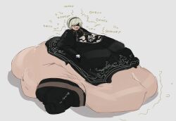 1girls belly blindfold blob burp burping fat fat_female fat_fetish female massive_belly messy messy_eater nier:_automata nier_(series) obese obese_female pivk00 ssbbw white_hair yorha_2b