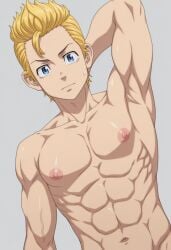 1boy 1male ai_generated armpits arms_behind_head arms_up bara big_penis black_and_white bottom_pov civitai enticing gay gay_male illustrious_(stable_diffusion) implied_sex jerking jerkingoff male male_focus male_only male_prey nude one_arm_up queer showing_off smirk smirking smirking_at_viewer stable_diffusion sweat sweatdrop sweating takemichi_hanagaki tied_up tokyo_revengers tongue_out yaoi