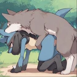 2d ai_generated aifurryposter69 all_fours animated anthro anthro_on_feral canid canine canine_penis canis doggy_style fast_thrusts female feral forest furry knot_root knotting lucario male male/female outdoors outside outside_sex penis petite pokemon pokephilia rough_sex sex small_breasts submissive_female wolf