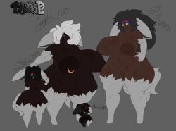 angel angela_(blighted_cookie) anthro aurora_(blighted_cookie) big_breasts blighted_cookie_(artist) breasts canid canine daughter_(lore) demon digital_media_(artwork) eldritch_abomination family_tree female fennec_fox fox group hair hi_res huge_breasts humanoid incest_(lore) male mammal marxie mother_(lore) overweight overweight_female parent_(lore) short_stack simple_background stella_(blighted_cookie) true_fox