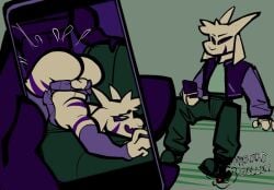 ahe_gao anal anal_sex annussymorussy asriel_dreemurr crossdressing deepthroat deltarune doggy_style fangs femboy from_behind full_nelson full_nelson_anal furry gay gay_sex goat goonie-san holding_phone horn_grab horns horsecock lehornysfx lewdkitzu long_gloves looking_at_viewer male/male mustard_gollum opennsfwsp oral oral_sex ruined_reputation size_difference skirt tagme thighhighs thighs unaware undertale video yaoi