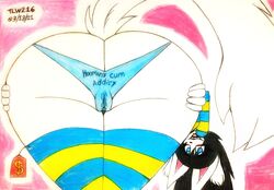 1girls anthro ass bent_over big_butt cameltoe canid canine clothing felid feline genitals large_ass mammal panties pussy tem temmie_(undertale) theloanwanderer216 thick_thighs traditional_media_(artwork) translucent translucent_clothing undertale underwear video_games white_body