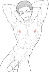 1boy 1male ai_generated bara big_penis bottom_pov civitai enticing gay gay_male illustrious_(stable_diffusion) implied_sex male male_focus male_only male_prey nude queer stable_diffusion sweat sweating tied_up tokyo_revengers yaoi black_and_white showing_off jerking jerkingoff one_arm_up arms_behind_head smirking_at_viewer smirking smirk tongue_out mitsuya_takashi takashi_mitsuya