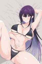 1girls almost_naked almost_nude armpit armpit_crease armpit_peek armpits bare_armpits bare_arms bare_belly bare_chest bare_hands bare_hips bare_knees bare_legs bare_midriff bare_navel bare_shoulders bare_skin bare_thighs bare_torso belly belly_button bewitching_thighs big_breasts bikini bikini_bottom bikini_only bikini_top black_bikini black_bikini_bottom black_bikini_top black_string_bikini black_swimsuit black_swimwear breasts busty busty_female busty_girl child_bearing_hips collarbone digital digital_art digital_drawing digital_drawing_(artwork) digital_media digital_media_(artwork) elbows exposed_armpits exposed_arms exposed_belly exposed_chest exposed_hips exposed_legs exposed_midriff exposed_navel exposed_shoulders exposed_skin exposed_thighs exposed_torso female female_focus female_only fertile_hips fingernails fingers groin hair_between_eyes hair_ribbon hair_tie hairless_armpits haitekudasai_takamine-san halterneck hand_behind_head hand_on_belly hand_on_own_belly hand_on_own_stomach hand_on_stomach high_resolution highres hourglass_figure inguinal_crease inguinal_ligament kiniro_tofu knee_up large_boobs large_breasts lean_figure leg_up legs_apart legs_spread long_hair looking_at_viewer looking_up looking_up_at_viewer lying lying_down lying_on_back lying_on_bed midriff mostly_nude naked naked_female naked_woman narrow_waist navel nearly_nude nude nude_female nudity on_back orange_eyes orange_eyes_female plump_breasts posing posing_for_the_viewer posing_naked posing_nude practically_nude purple_eyebrows purple_hair purple_hair_female resting_breasts ribbon shaved_armpits shoulders simple_background slender_body slender_waist slim_waist solo spread_legs spreading_legs spreading_thighs string_bikini swimsuit swimwear takamine_takane thick_thighs thighs underboob upper_body white_background white_hair_ribbon white_hair_tie white_ribbon wide_hips