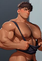 ai_generated bad_boy bara bara_tiddies big_chest chest gay handsome muscular_male pettyboi yaoi