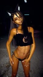 1girls 3d 4k belly belly_button black_hair breasts brown_eyes cat_ears cat_girl cat_lingerie catgirl chromatic_aberration crashbanditkut dark-skinned_female dark_skin eyelashes eyeliner eyeshadow female female_focus hair hayase_nagatoro hi_res high_resolution highres lips long_hair looking_at_viewer medium_hair nail_polish nails please_don't_bully_me,_nagatoro small_breasts solo tan_body tanline virt-a-mate virtamate