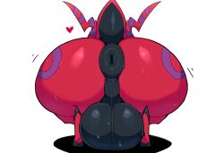 ai_generated anthro anus ass backsack balls big_anus big_balls big_butt bodily_fluids crouching feral generation_5_pokemon genitals heart hellsonger hi_res huge_butt legendary_pokemon male myriapod nintendo pokemon pokemon_(species) presenting puffy_anus scolipede simple_background solo sweat thick_thighs white_background