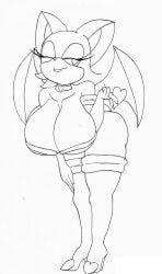 anthro anthro_only big_breasts bodysuit curvy_female heart heart_collar high_heels long_gloves neckline rouge_the_bat seductive_smile sonic_(series) spandex_suit