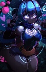 blue_hair breasts heart_eyes original_character purple_skin yasidip