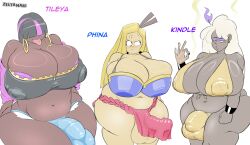 2024 3futas bangs big_balls big_penis black_hair bulge bursting_breasts character_name chubby clothed clothing dark-skinned_futanari dark_skin erection erection_under_clothes flaccid futa_only futanari human kindle_(zeltanari) light-skinned_futanari light_skin long_hair mostly_nude phina_(zeltanari) self_upload standing tenting thick_thighs tileya_(zeltanari) tongue tongue_out wide_hips zeltanari