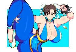 1girls ai_generated cameltoe chinese chun-li curvaceous dancer dancer_outfit female female_only harem_outfit human large_breasts mullon novelai solo street_fighter thick_thighs