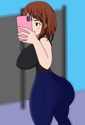 ass bad_art beautiful_females boku_no_hero_academia breasts my_hero_academia ochako_uraraka unrealistic_proportions uraraka_ochako