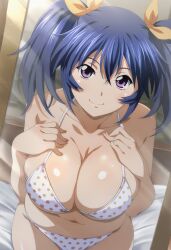 ai_generated bashoku_youjou bending bikini hands_over_breasts huge_breasts ikkitousen mirror smiling