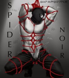 black_and_white cum male_only marvel mask masked_male pectorals penis rope rope_bondage spider-man:_across_the_spider-verse spider-man:_into_the_spider-verse spider-man_(series) spider-man_noir