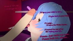 3d 3d_(artwork) boy brown_hair dialogue english_text fellatio femboy girly impregnation_request koikatsu loras_(mollyavast) male mollyavast original puppet