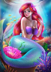 ariel ariel_(the_little_mermaid) breasts disney disney_princess female merfolk mermaid mermaid_tail pepperspinups the_little_mermaid
