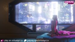 1girls 3d 3d_model ass bed bed_sheet bedroom big_butt breasts butt_crack concept_art cyberpunk female female_focus female_only hi_res high_resolution highres pillow purple_hair sci-fi science_fiction tagme twintails virtualgirl virtualgirl.io wet_body wet_skin