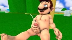 1boy 3d blue_eyes brown_hair cum ejaculation handjob human male male_only mario mario_(series) masturbation naked nintendo nude open_mouth outdoors penis sfm short_hair sitting smile solo source_filmmaker supaphreak super_mario_bros.