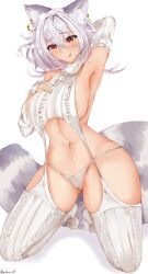 1girls areola_slip areolae_slip armpits arms_behind_head arms_up big_breasts blush breasts bribri earrings exposed_belly exposed_shoulders female female_only gray_fur gray_hair grey_fur grey_hair hand_on_breast hand_on_chest indie_virtual_youtuber licking licking_lips panties partially_clothed purple_hair raccoon_ears raccoon_girl raccoon_tail raised_eyebrows red_eyes sideboob smile stockings thick_thighs thigh_squish three_tone_hair two_tone_fur useless_clothing virgin_destroyer_sweater virtual_youtuber vtuber white_fur white_hair yozora_aoi