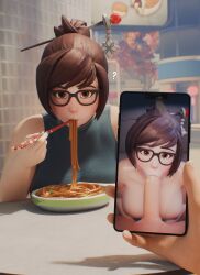 1boy 1boy1girl 1female 1girl1boy 1girls 1male 3d 3d_(artwork) areola areolae asian asian_female blender blender_(software) blender_eevee blowjob blowjob_face breasts brown_eyes brown_hair chinese chinese_female clothed clothed_female clothing cock eye_contact female female_focus food fugtrup glasses huge_breasts large_breasts long_hair looking_at_viewer male male/female mei-ling_zhou mei_(overwatch) nail_polish nailpolish nails nails_painted nipples nude nude_female oral oral_sex overwatch overwatch_2 penis phone phone_screen phone_view ponytail pov pov_eye_contact question_mark ramen sucking sucking_penis tied_hair