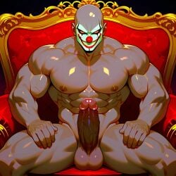 ai_assisted ai_generated clown creepy_face horny_male huge_cock kharg male male_only muscles muscular muscular_male original_character penis scary solo