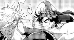 2boys battle_tendency caesar_zeppeli face_in_crotch gay jojo's_bizarre_adventure joseph_joestar male male/male male_only yaoi