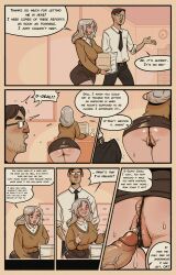 1boy 1girls anus anus_behind_thong asshole big_ass big_penis blush boss britodraws dat_ass dialogue english english_text erect_penis erection glasses huge_ass huge_cock large_ass large_penis molestation office office_lady precum precum_drip precum_string pubic_hair pubic_hair_peek skirt text text_bubble tie veiny_penis