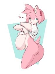 1girls amy_rose ass back_boob big_breasts breasts butt dullvivid female furry hedgehog legs nipples only_female pink_body pose sega smile sonic_(series) sonic_the_hedgehog_(series)